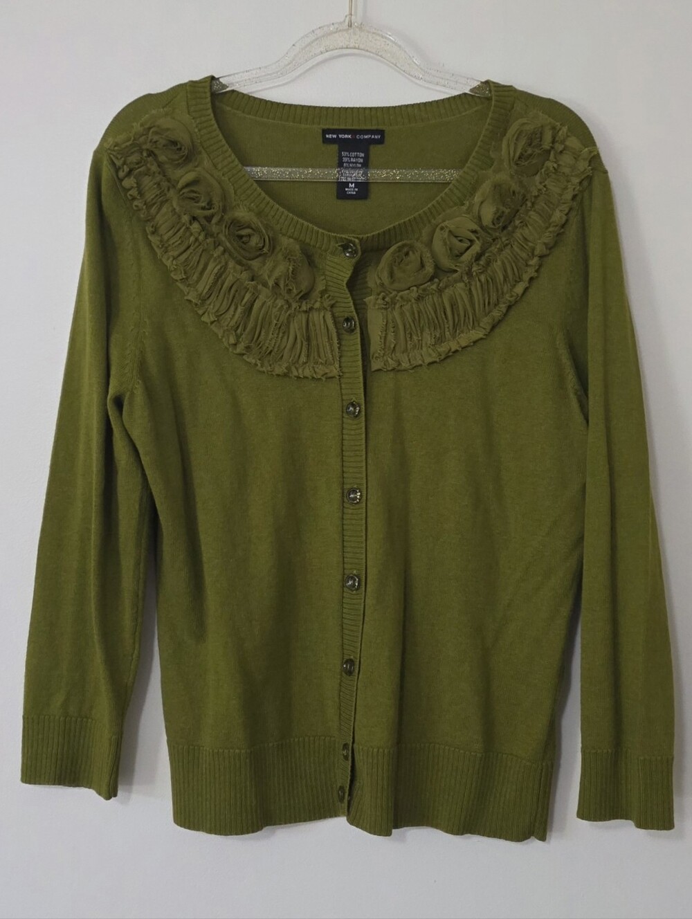 Moss Green Cardigan Sweater Goblincore Cottagecore Coquette Shabby Chic Medium